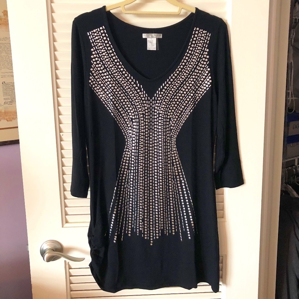 Alberto Makali Studded Knit Tunic - Black